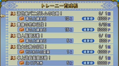 ドラクエ10トレーニー育成帳2024年8月25日