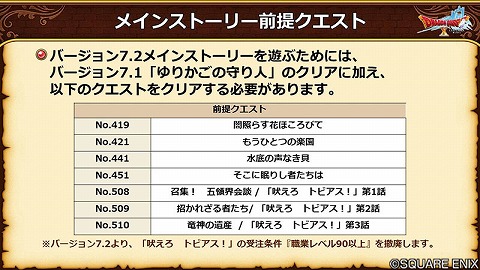 ドラクエ10バージョン7.2開始条件