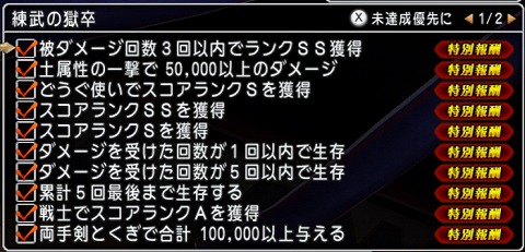 練武の獄卒実績バージョン7.4