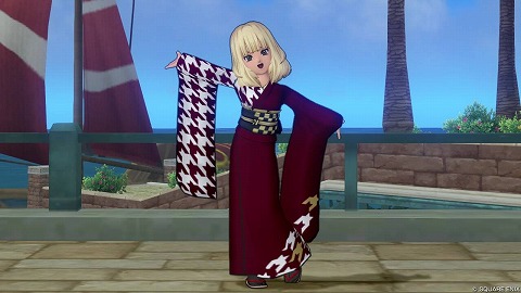 千鳥格子のふりそで