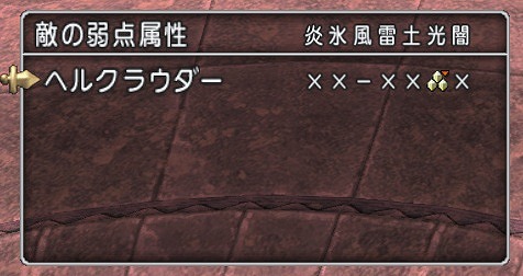 ヘルクラウダーの属性の効きやすさ
